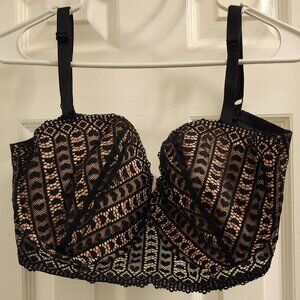 Adore Me Black Hearts Lace Bra 36G